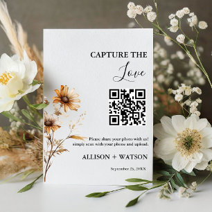 Boho wedding Capture love QR code wedding photo Pedestal Sign