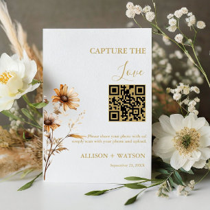 Boho wedding Capture love QR code wedding photo Pedestal Sign