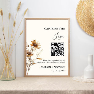Boho  wedding Capture love QR code wedding photo  Poster