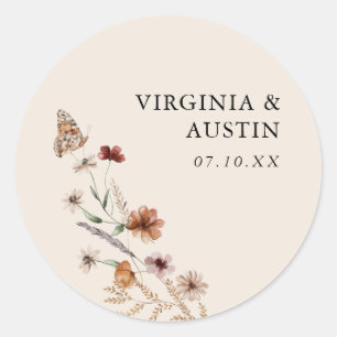 Boho Wedding Classic Round Sticker