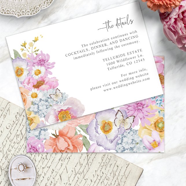 Boho Wedding Details Enclosure Card (Bold Colorful Boho Wedding Details Enclosure Card by Painted Paperie
)