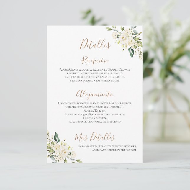 Boho Wedding Details in Spanish Thank You Card (Standing Front)