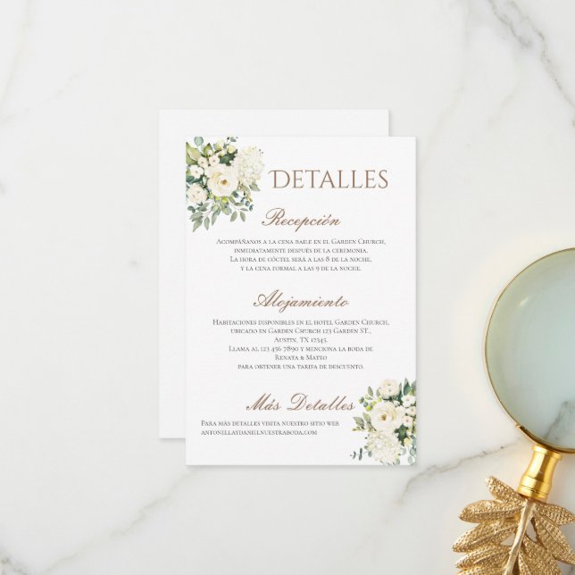 Boho Wedding Details in Spanish Thank You Card (Front/Back In Situ)