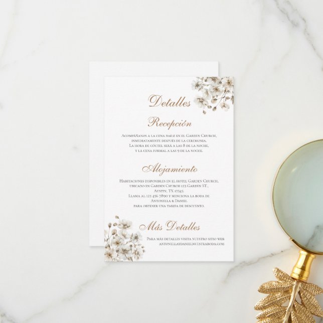 Boho Wedding Details in Spanish Thank You Card (Front/Back In Situ)
