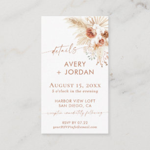 Boho Wedding Events Card Pampas Grass