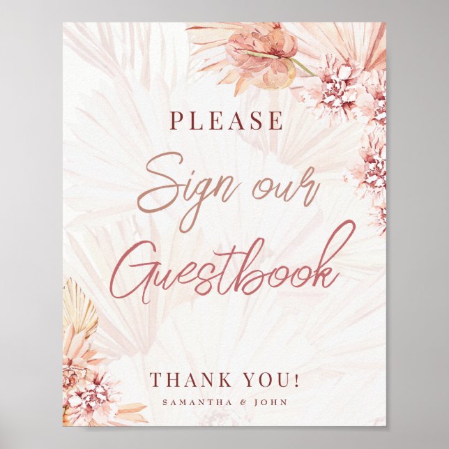 Boho Wedding Guestbook Sign Bohemian Engagement (Front)