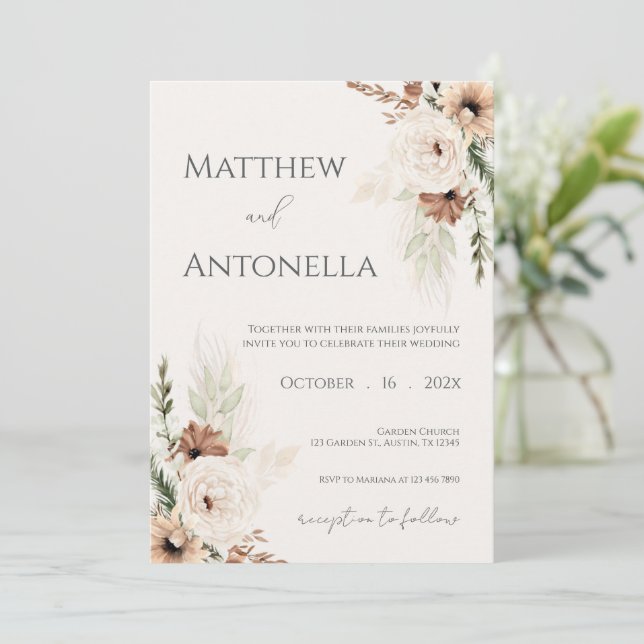 Boho Wedding Invitation (Standing Front)