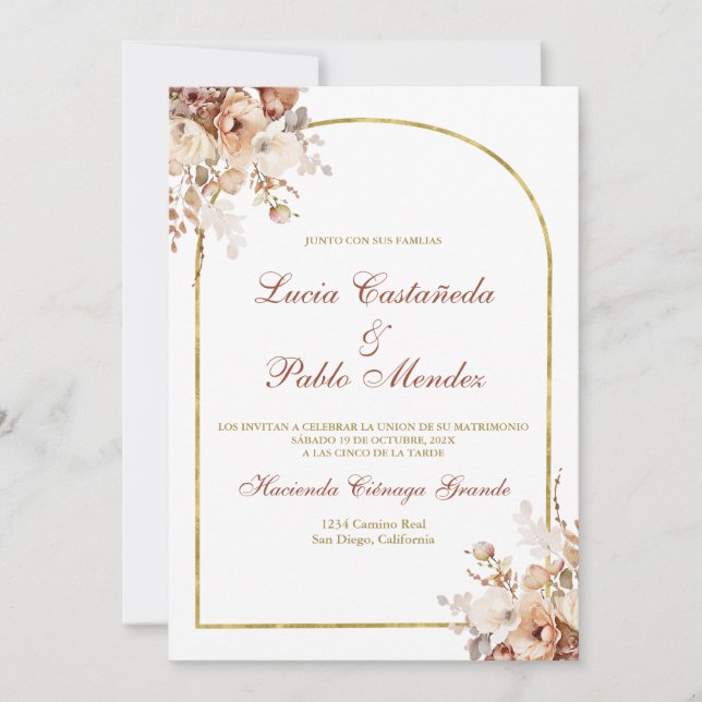 Boho wedding invitation in spanish (Front)