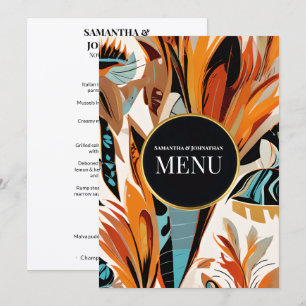 Boho Wedding Menu 5x7 Tropical Floral Terracotta
