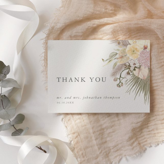 Boho Wedding Pampas Grass Orchid Thank You Invitation (Boho Wedding Pampas Grass Orchid Thank You Invitation)