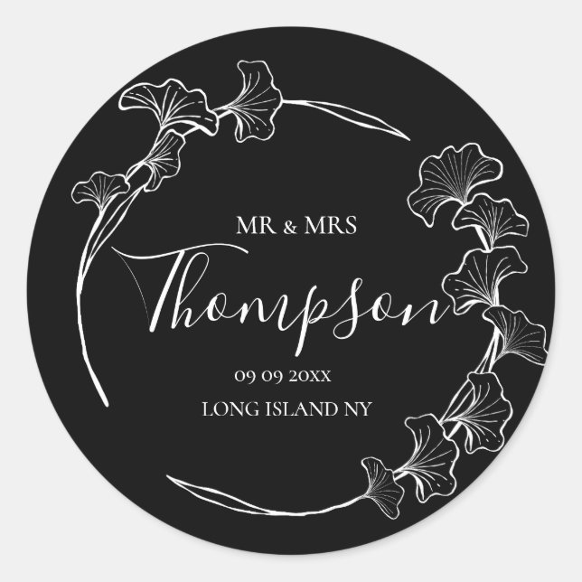Boho Wedding Personalise Text Classic Round Sticke Classic Round Sticker (Front)