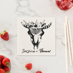 Boho Wedding Personalised Cocktail Napkin