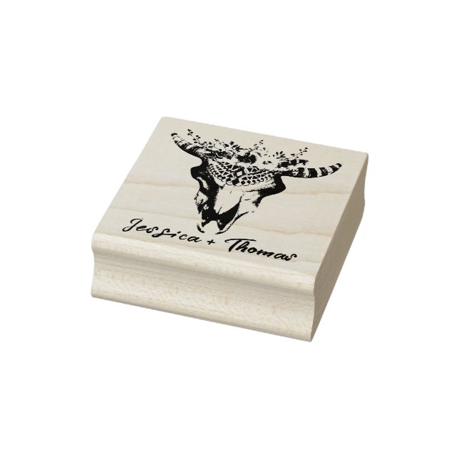 Boho Wedding Personalised Rubber Stamp (Stamp)