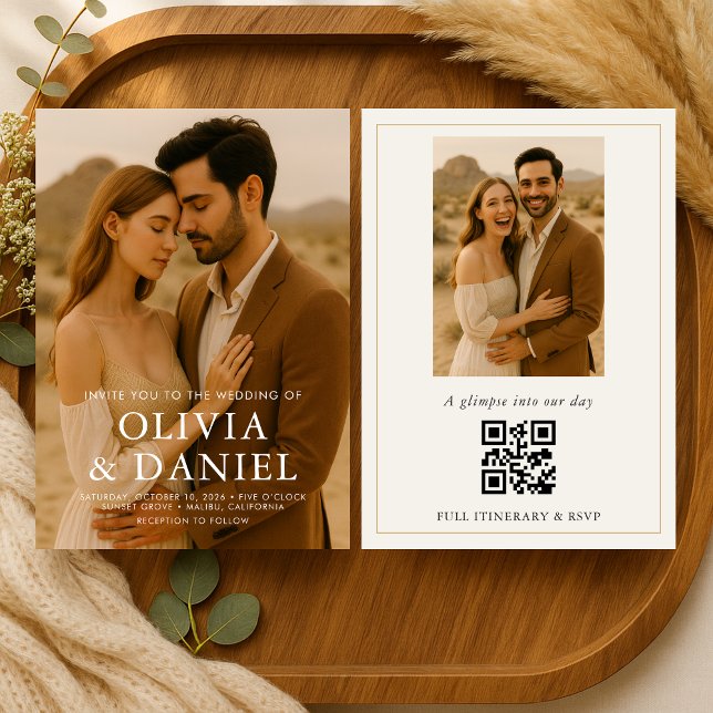 Boho Wedding Photo Minimalist Simple   Invitation (Creator Uploaded)