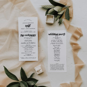 Boho Wedding Program, Retro Modern Order Of Events