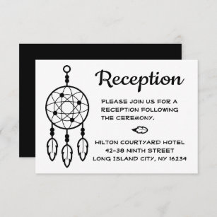 Boho Wedding Reception Dreamcatcher Black White Invitation