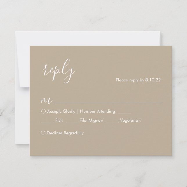 Boho Wedding RSVP Card, Meal Options Card (Front)