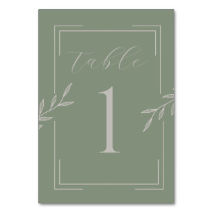 Boho Wedding Sage Green Foilage Table Numbers