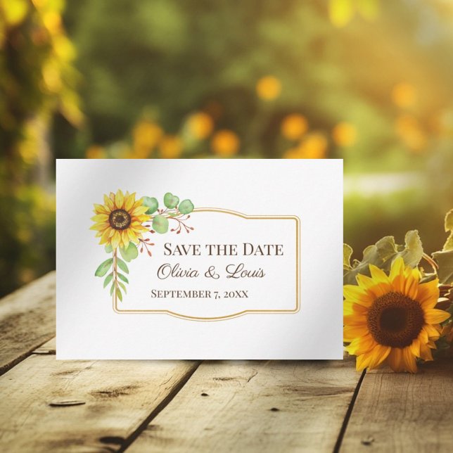 Boho wedding sunflower save the date card (Creator Uploaded)