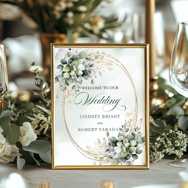 Boho Wedding Tabletop Welcome Sign Dusty Green Euc (Boho Wedding Tabletop Welcome Sign Dusty Green Eucalyptus)
