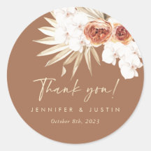 Boho Wedding Thank You Stickers 