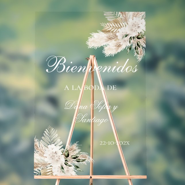 Boho Wedding Welcome frosted Acrylic Sign (Neutral)
