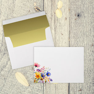 Boho Wedding Wildflowers Gold  Envelope