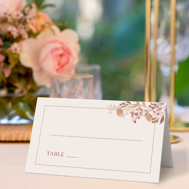 Boho Wedding With Watercolor Flowers Place Card (Creator Uploaded)
