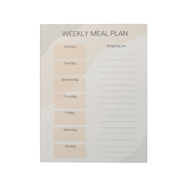 Boho Weekly Meal Plan Notepad (Rotated)