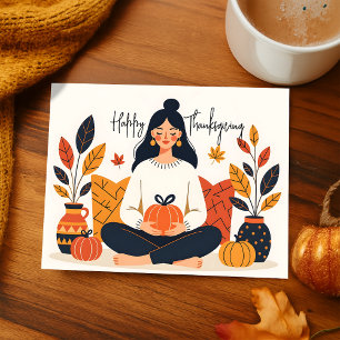 Boho Wellness Autumn Gratitude Thanksgiving Holiday Postcard