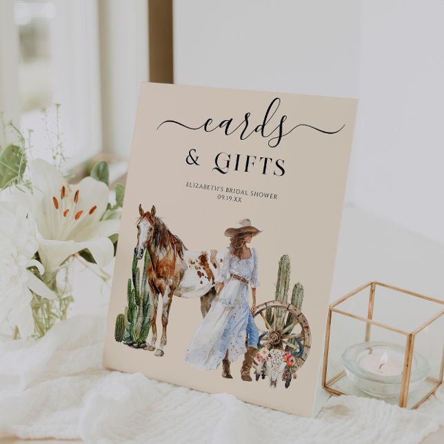 Boho Western Bridal Shower | Cards & Gifts Pedestal Sign (Creator Uploaded)