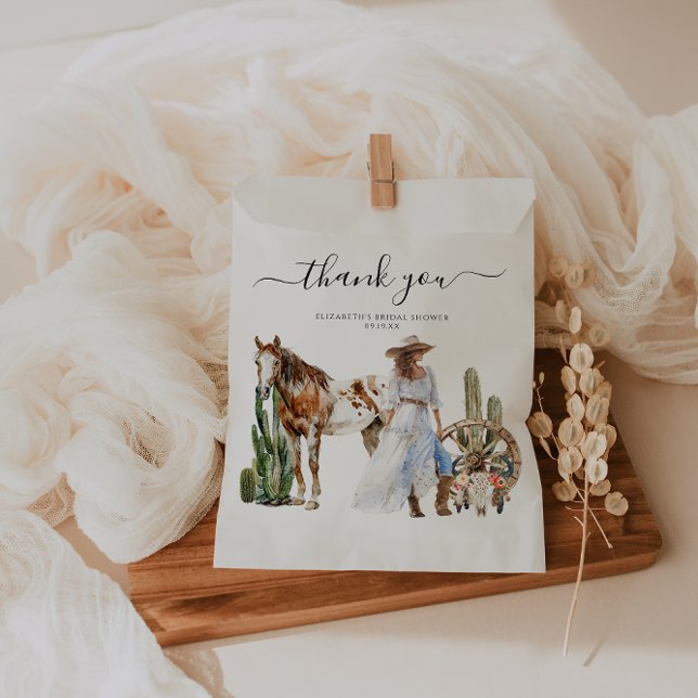 Boho Western Bridal Shower | Thank You Favour Bag (Creator Uploaded)