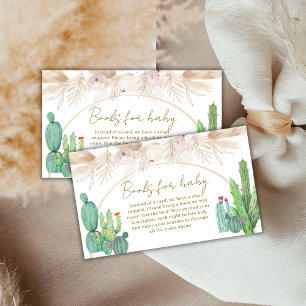 Boho Western Cactus Arch Books For Baby Shower Enclosure Card