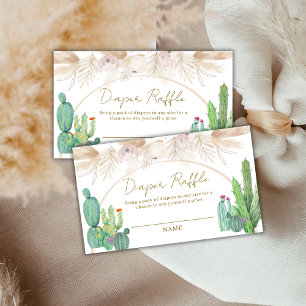 Boho Western Cactus Arch Diaper Raffle Baby Shower Enclosure Card