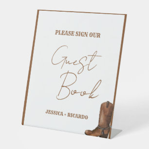 Boho Western Cowboy Boots Wedding Guest Book Sign