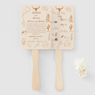 Boho Western Cowboy Illustration Events Timeline Hand Fan