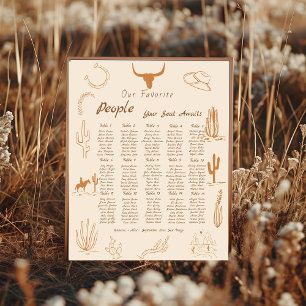 Boho Western Favourite People Wedding Seating char Poster