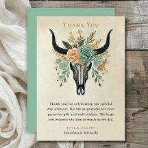 Boho Western Floral Bull Cow Skull Wedding