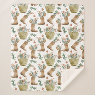 Boho Western Floral Sherpa Blanket