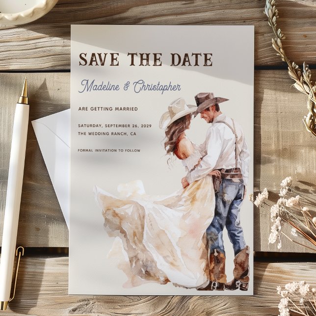Boho Western Ranch Wedding Save the Date Invitation (Creator Uploaded)