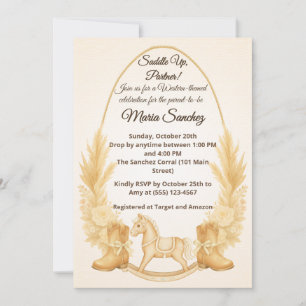 Boho Western Rocking Horse Baby Shower Invitation