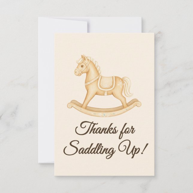 Boho Western Rocking Horse Baby Shower Thank You Card (Front)
