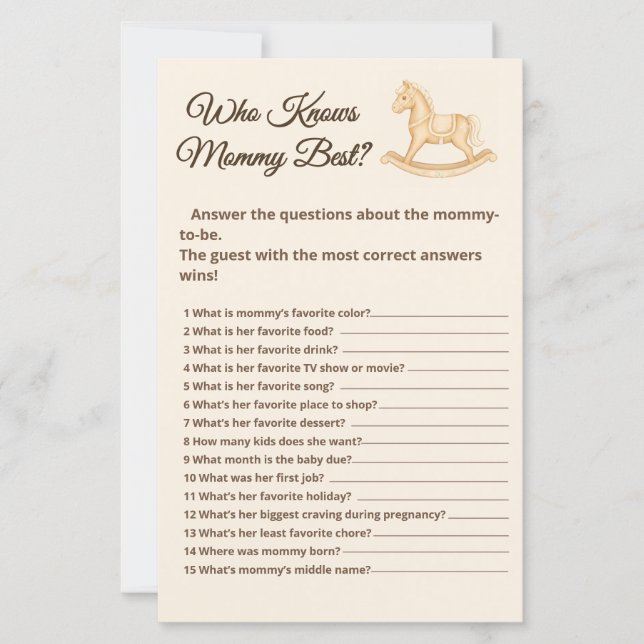 Boho Western Rocking Horse Who Knows Mummy game (Front)