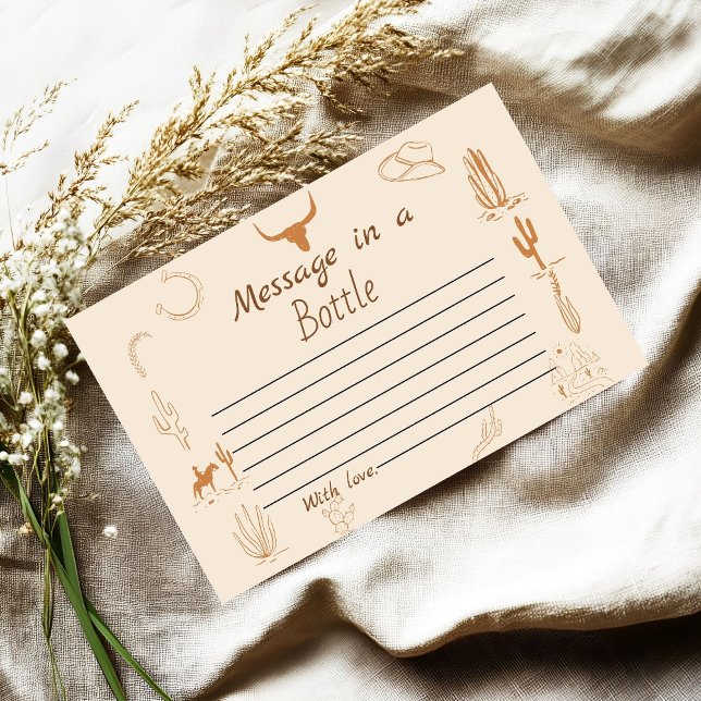 Boho Western Saddle Message bottle Bridal Shower  Enclosure Card (Creator Uploaded)