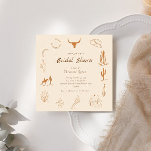 Boho Western Saddle up Cowboy Bridal shower Invita Invitation