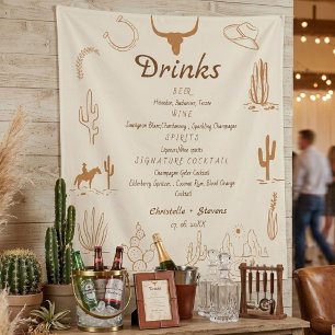 Boho Western wedding bar menu,drink wedding Poste Tapestry