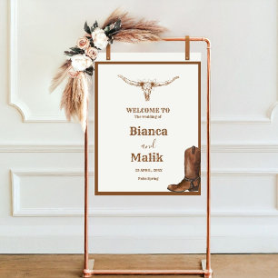 Boho western wedding Welcome sign