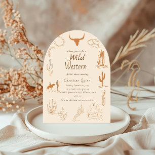Boho Western wild western Cowboy Bridal shower Invitation
