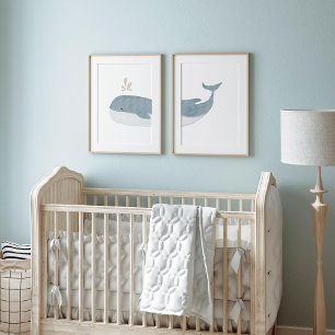 Boho whale print for nursery room