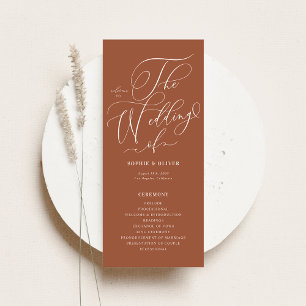 Boho Whimsical Calligraphy Terracotta Wedding Program